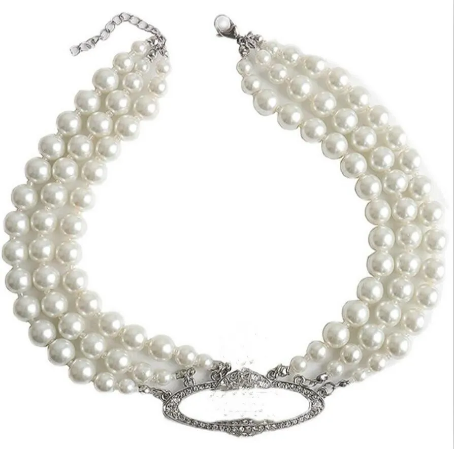 Europäische und amerikanische dreischichtige Perlenkette Nische High-End-Schlüsselbeinkette mit Diamantbesatz für Damen, schnelle Lieferung201G