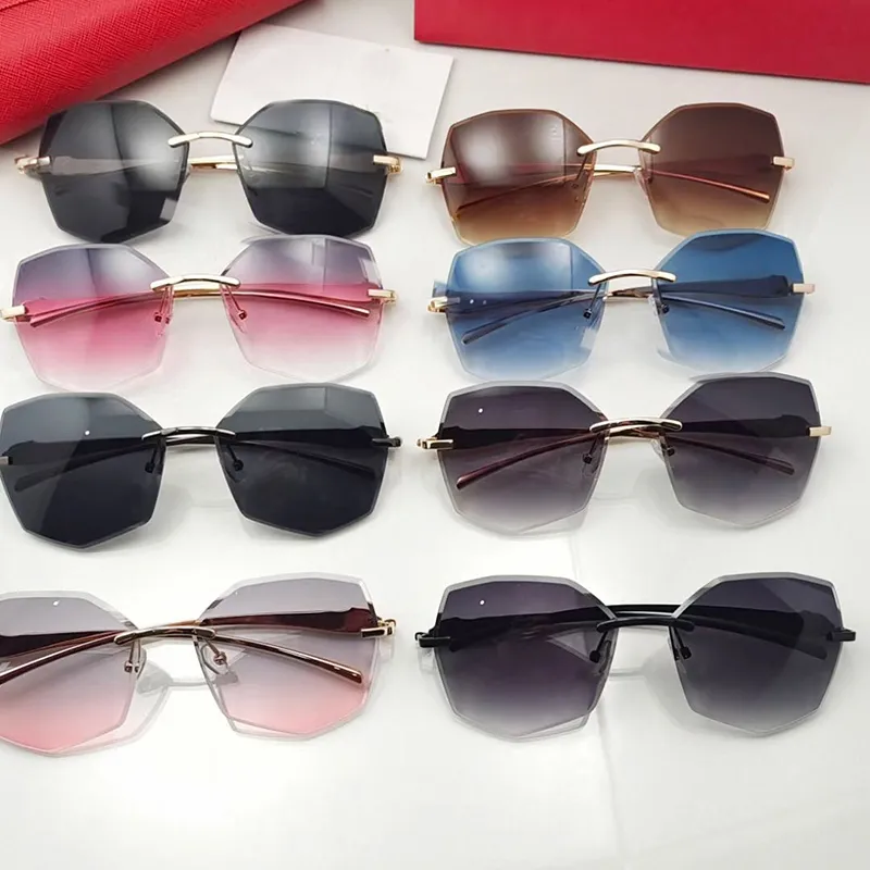 Розовые дизайнерские солнцезащитные очки для женщин негабаритный шестигранный классические ретро -солнцезащитные очки мужские модные очки пантера леопарда безрамная поляризованная добра