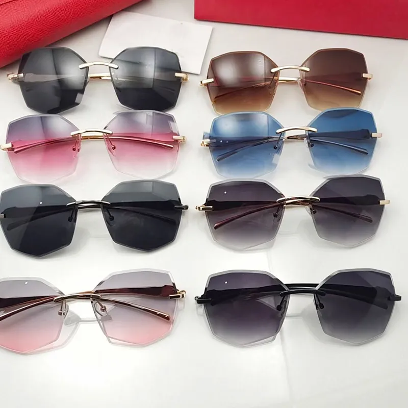 Hexagon Sunglasses Designer Oversized Mens Women Eyeglasses Frameless Gradient Lenses Sun Glasses vendor Prescription Golden Black323p