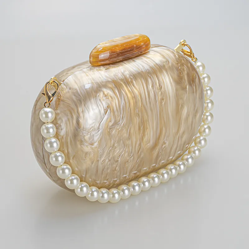 Pearl Acryl Clutch Marble torebki Kształt Jajka Kobieta worka wieczorowa Portfel weselny