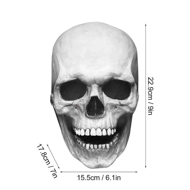 Full Head Skull Mask Helmet With Movable Jaw Masques Entire Realistic Latex Scary Skeleton Z L2205308102678