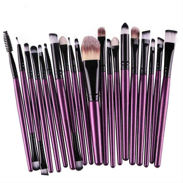 NXY Makeup Brushes 20st Set Professionell plasthandtag Mjukt syntetiskt hårpulver Foundation Eyeshadow Gör upp kosmetika 0406