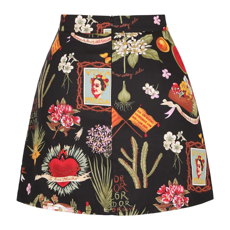 Bawełna Y2K Lato Mini Spódnice Kobiety Harajuku Plaża Streetwear Vintage Czarny Kwiatowy Drukuj Krótki Spódnica Linia Falda Corta 220317