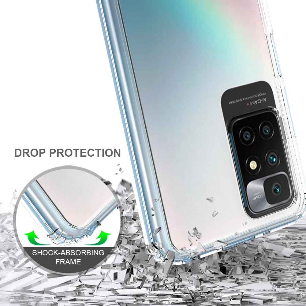 Anti-scratch Transparent Acrylic Crystal Shockproof Cases For Xiaomi Redmi 10 Mi 11t Pro Tpu Hard Plastic Back Cover