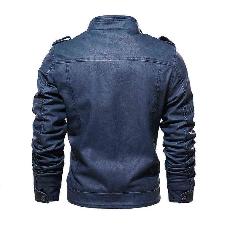 2022 Новая роскошная подлинная кожаная куртка дерма пальто 4xl Blue Biker Jacket