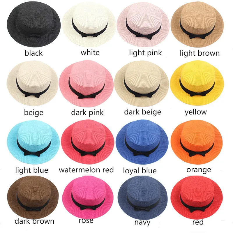 Girls Sun Cap Summer British Bow Flat Top Children Hat Hat For Female Beach 220630