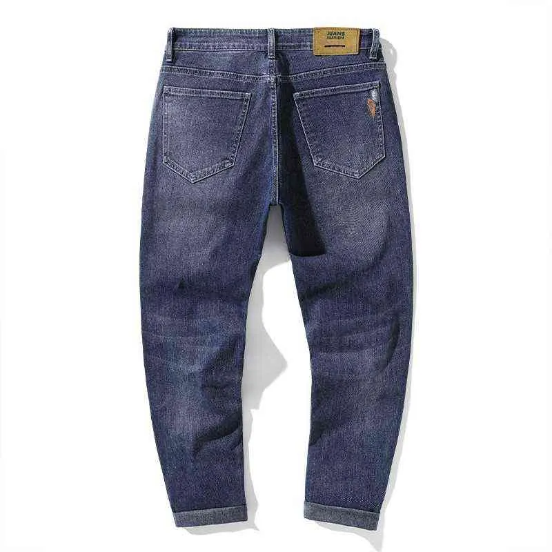 2021 Classic Style Men's Jeans Classic Blue Fashion Casual Stretch Denim Pants Male Brand Clothes G0104