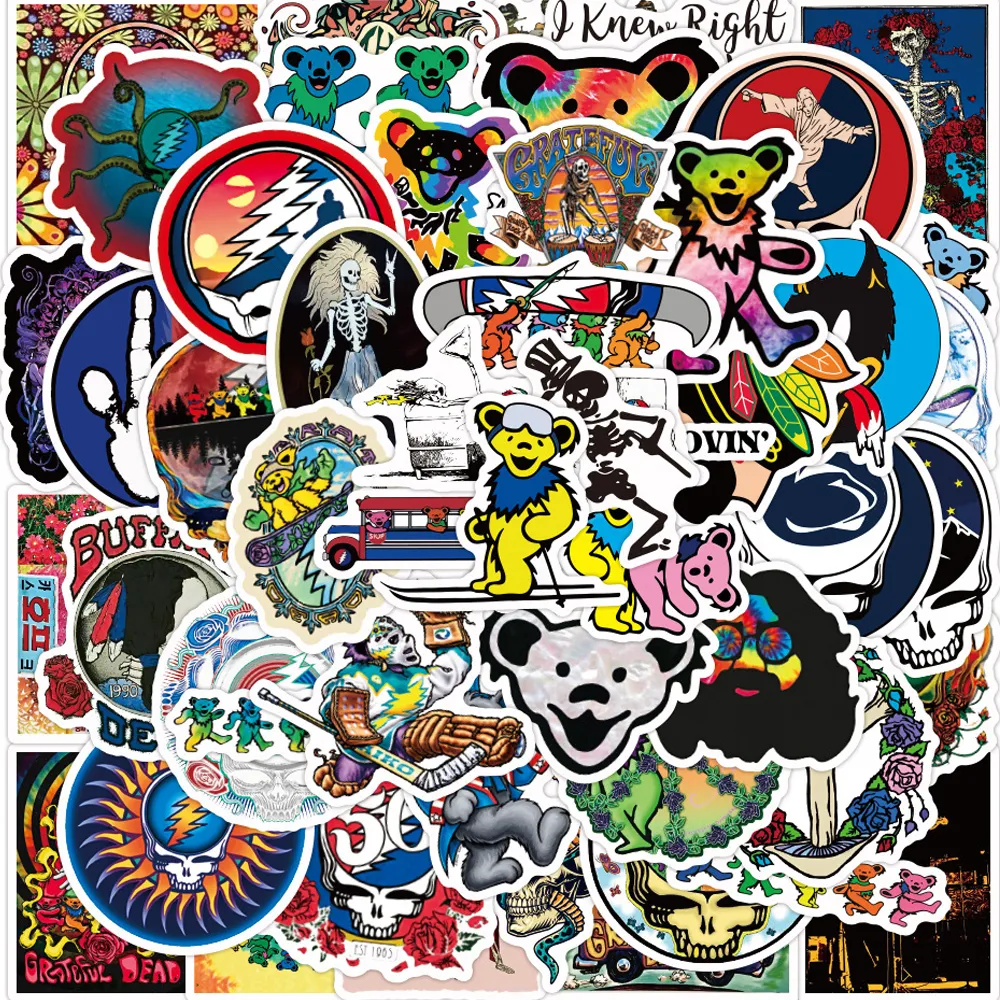 Novo à prova d'água 10 30 50 peças Rock Music Band Grateful Dead Adesivos Decalques Skate Motocicleta Laptop Telefone Car Bagagem Cool Stick259C