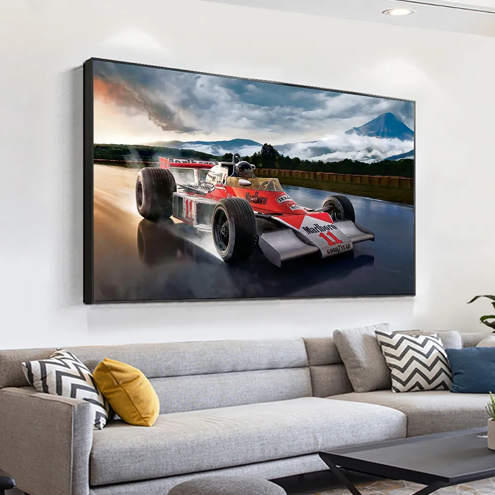 F1 Racing Car in the Rain Poster Print on Canvas Pintura Nórdica Poster de Wall Art Picture for Living Noom Home Decoration