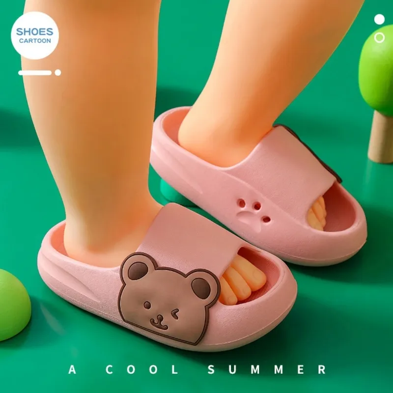 Summer Cartoon Bear Children's Sandals Kids Slippers For Toddler Boy Girl Home Shoes Flip Soft House Beach Shoe 220427