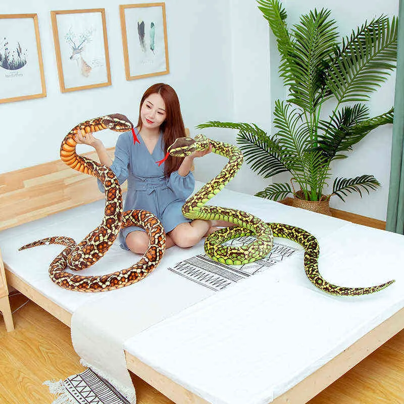 CM Simulation Snakes Cuddle Gigantic Boa Cobra Long Animal Snake Plushie Funder Tricky Halloween Gift J220704
