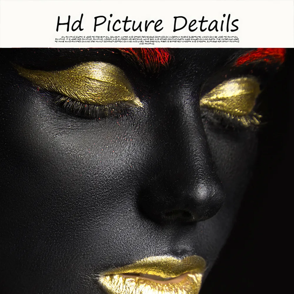 Afrykańskie zdjęcie sztuki złota i czarne kobiety kontemplator portret sztuki ścienne Płótno obrazy plakaty drukowane obrazy do wystroju domu