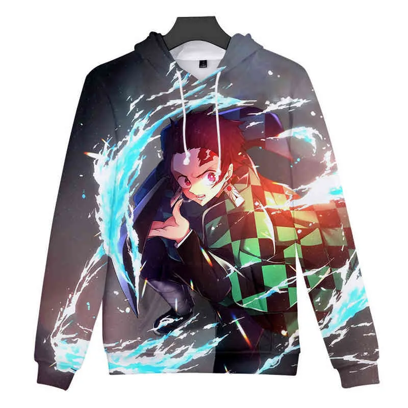 New Anime Hoodies Men And Women Pullovers Kimetsu No Yaiba Print Novelty Hooded Sweatshirts Fashion Top L220730