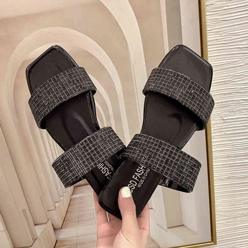Duży rozmiar letnie kapcie damskie sandały rozrywki 2022 Slip-on samica obuwie domowe buty inddoor mody panie klapki nowe Y220412