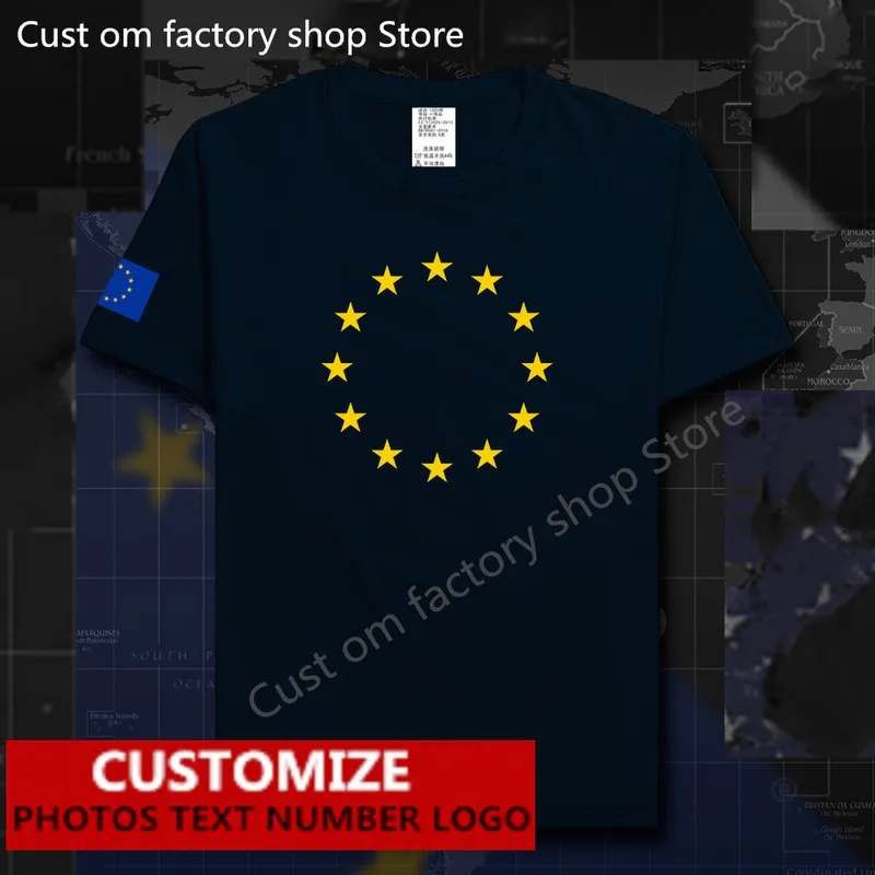 Maglietta da uomo dell'Unione Europea United in Diversity EU EUR Maglia personalizzata gratuita Nome fai-da-te Numero 100 Magliette in cotone 220616