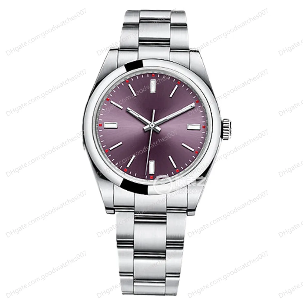 5 kleuren Aziatisch horloge van hoge kwaliteit 2813 Automatische mechanische horloges Grijs herenhorloge M114300-0001 39 mm paarse wijzerplaat roestvrij S255L