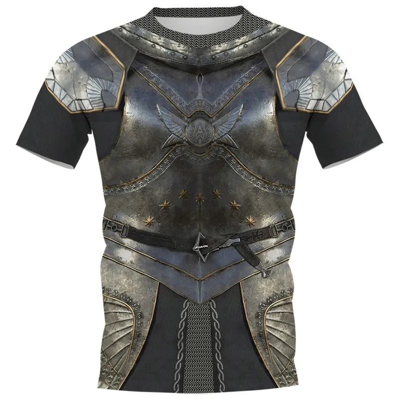 Cloocl Men T-shirt Viking Tattoo Armor 3D Wzór drukowany Koszula unisex krótkie rękaw HARAJUU Casual Streetwear Tops 220504