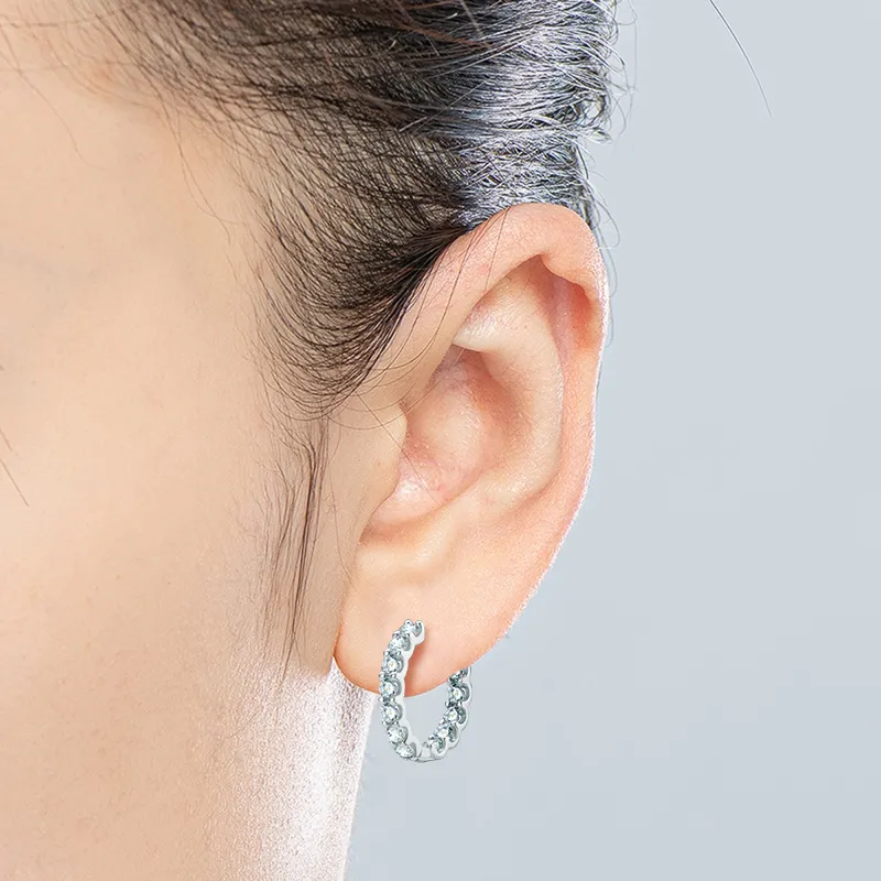 Iogou Hoops 100 925 Silver Silver Real 3 mm Moisanites Boucles d'oreilles pour femmes bijoux scintillantes Cadeaux avec Gra Cericate 2207186961793