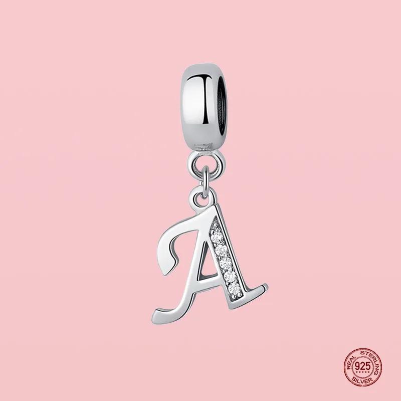 925 Silber für Pandora Charm 925 Armband Alphabet A-Z Buchstaben Anhänger Charms Set Anhänger DIY feine Perlen Schmuck