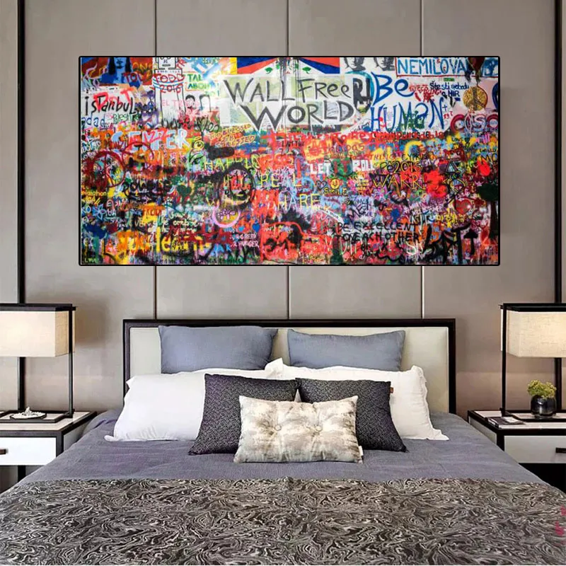 Follow Your Dreams Colourful Graffiti Wall Art Boy Girl Kissing Poster And Prints Abstract Canvas Painting For Living Room Decor1442342