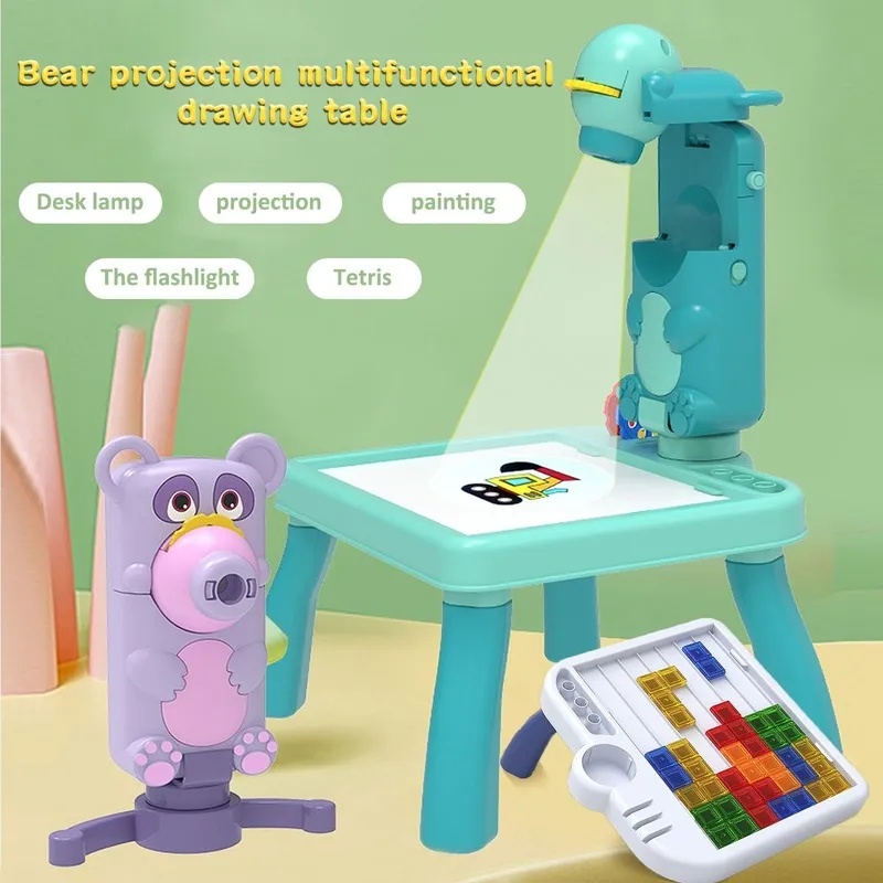 الأطفال MINI LED Projector Art Drawing Table Toy Toy For Kids Lawer Board Learn Rawing Tools Educational Craft Toys 220722246U