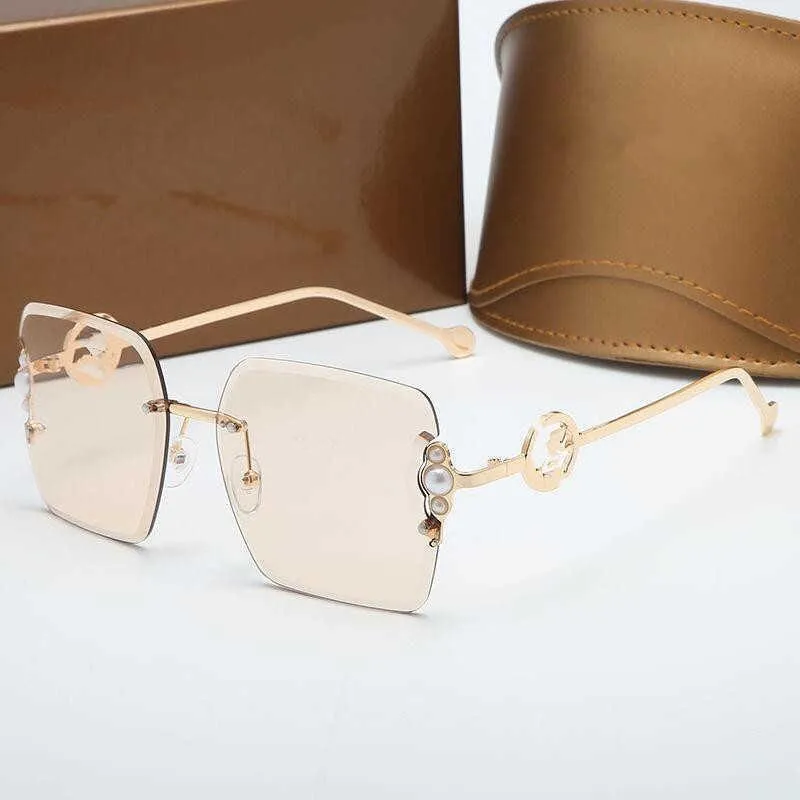 صيف الأزياء النسائية النظارات الشمسية مصممة مربع آرت لؤلؤة لؤلؤة مزين بالمعادن الذهبية الملمس الملمس البسيط و ELE337J