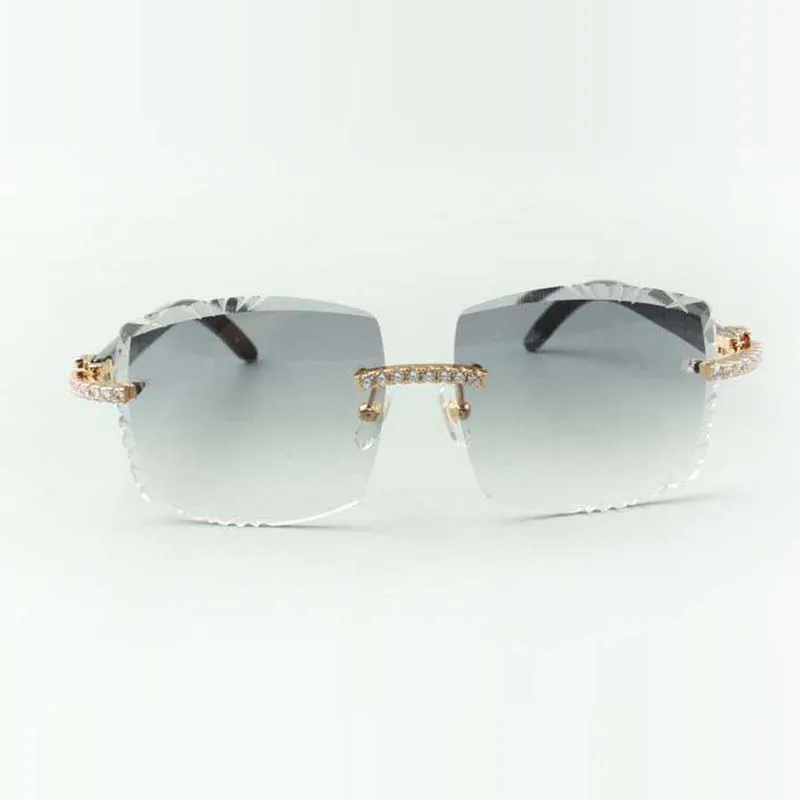 Designers sem fim Diamonds Óculos de sol 3524022 lentes de corte de búfalo de búfalo de búfalo natural de corte natural 58-18-140mm256r