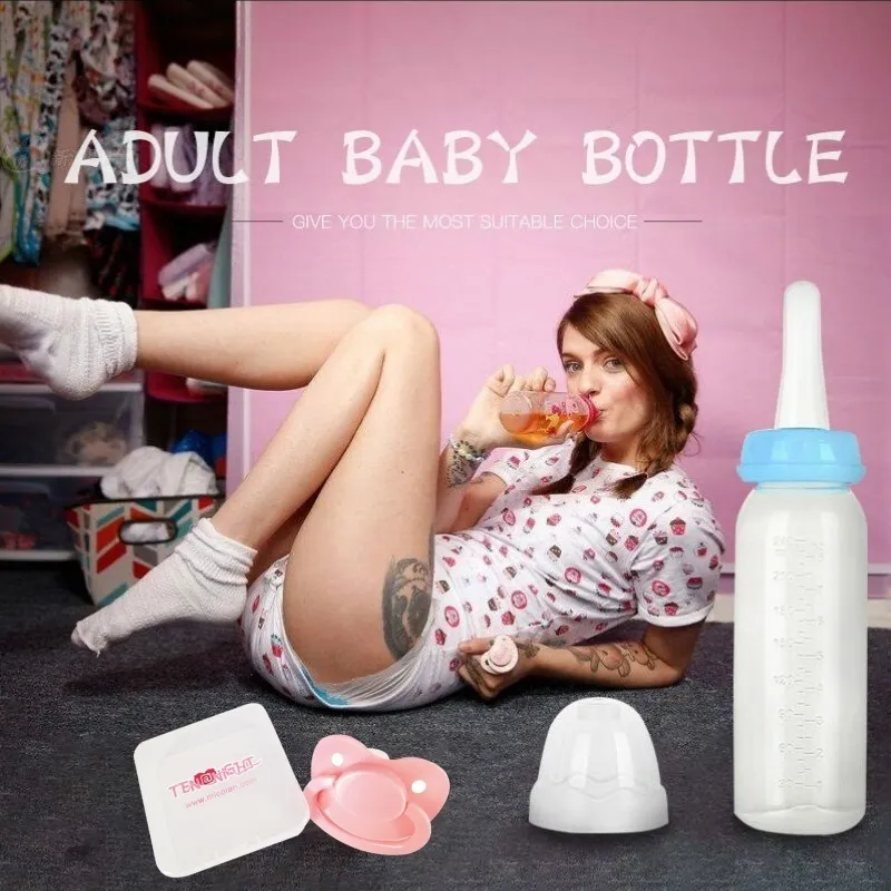 DDLG Vuxen Babyflaska med PACIFIER ABDL 4 Färger Bebe Bottle Milk Bottles Little Space Flaskor Baby Daddy Girl Dummy 240 ml 220512