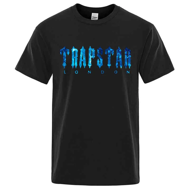 Summer Trapstar London undervattensblå tryckt t-shirt Män andas Casual Short Sleeve Street överdimensionerade märke T-skjortor