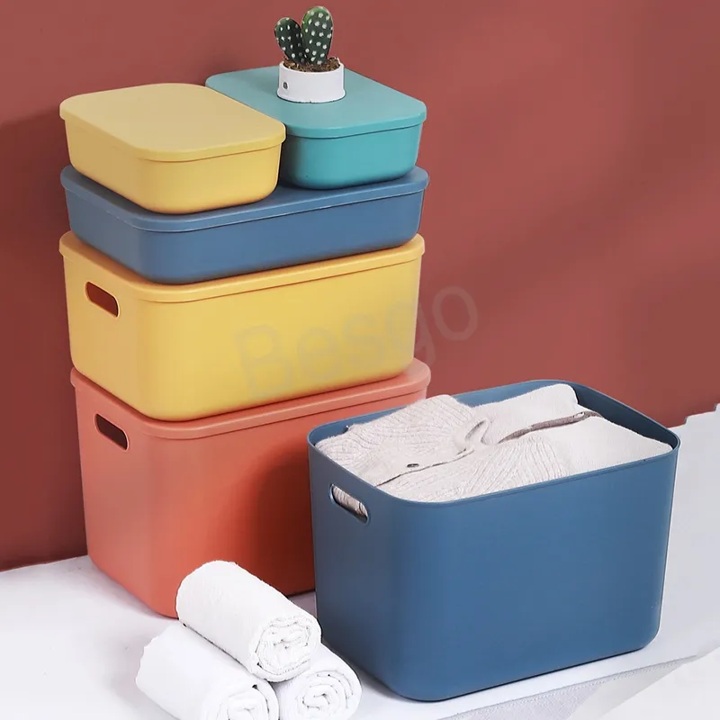 Skrivbordsförvaring Box Kosmetiska Sundries Snack Plast Förvaring Boxar Underkläder Sock Organiserar Basket Sovrum Toy Book Typy Tool BH6333 WLY