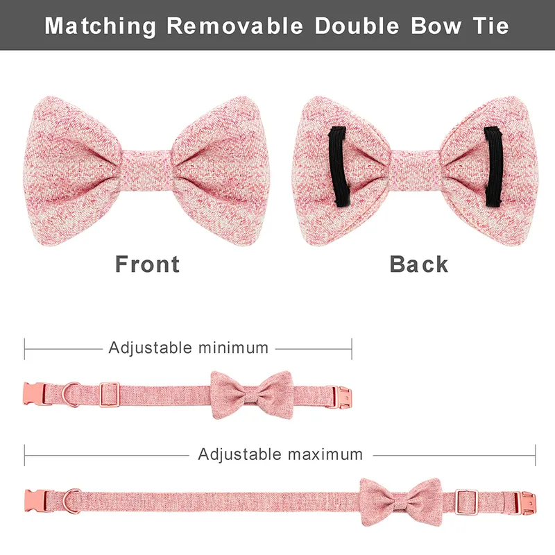Personalized Dog Collar With Bow Tie Soft Woolen Cloth Dogs ID Collars Antilost Free Engraving Cute Bowknot Pet Accessories 220610