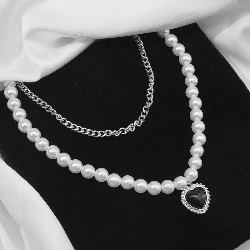 Ifmia vintage länkkedja hjärta hänge kvinnliga kvinnor mode pärlhalsband för kvinnasmycken gåva 220727