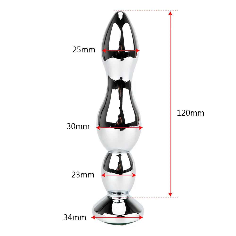 OLO Big Size Metal Anal Beads Long Butt Plug Jewel sexy Toys for Women Men Masturbator Stainless Steel Prostate Massage