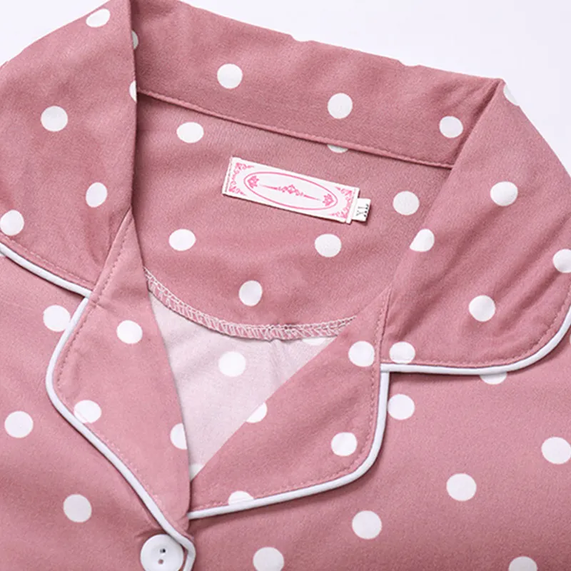 Polka Dot Plus Size Pyjama Set Süße Langarm Freizeit Nachtwäsche für Frauen Lose Nachtwäsche Homewear Anzug Pijamas Baumwollpyjama 220329