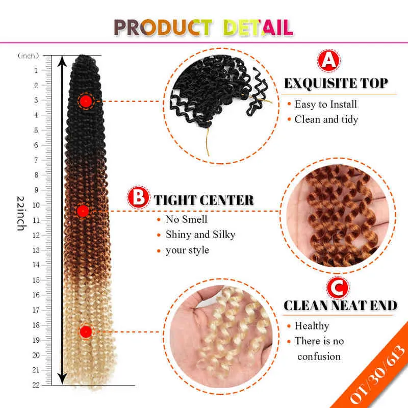 22 pouces pré torsadé Passion Twist Crochet cheveux Ombre bohème synthétique Extensions de tressage pour les femmes noires Expo City 220610