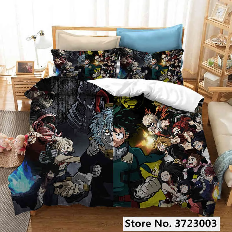 Anime benim kahraman akademisi 3d baskılı yatak seti yorgan kapakları Yastık