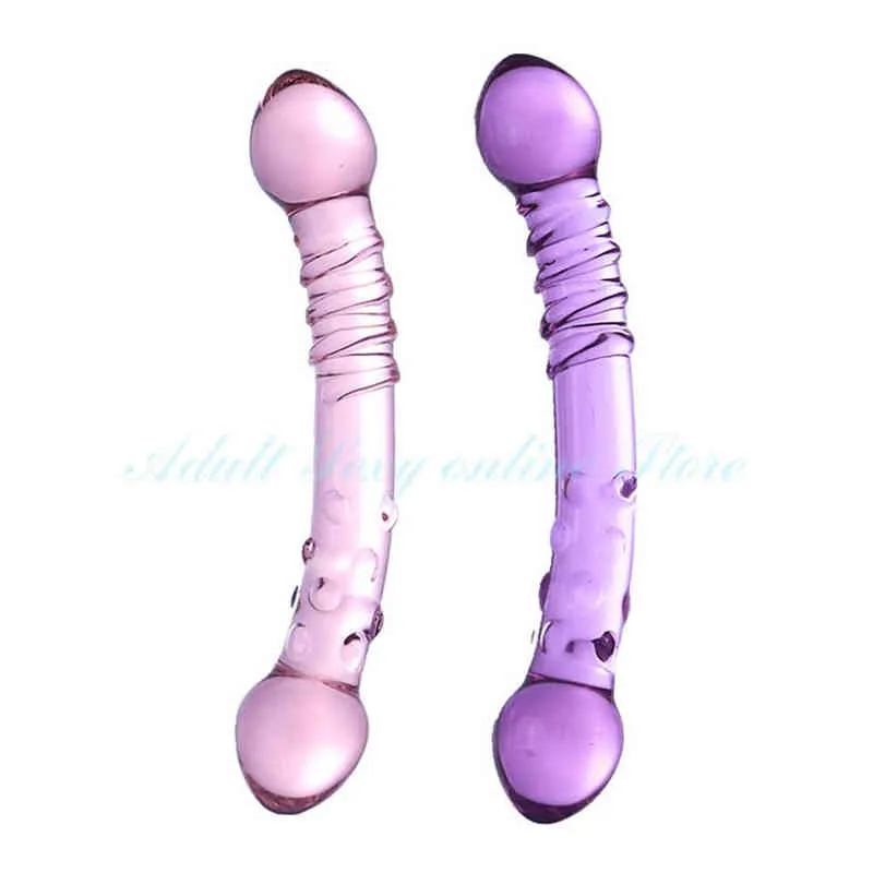 NXY 항문 장난감 이중 엔드 유리 딜도 여성을위한 현실적인 긴 섹스 핑크 성인이지만 남성을위한 플러그 섹시 220510