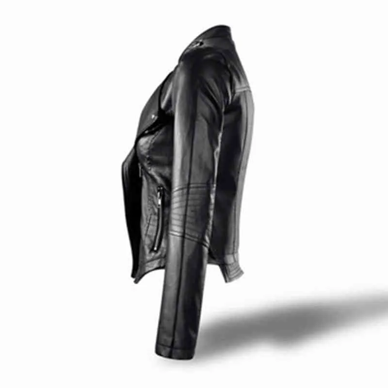 겨울 가짜 가죽 자켓 여성 빈티지 재킷 느슨한 오토바이 코트 zip 바이커 암 검은 펑크 자른 탑 재킷 y2k 코트 L220728