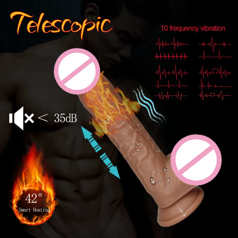 Gode chauffant à distance pour femmes, vibrateur télescopique, jouets rotatifs à 360 degrés, 18 masturbateurs pour adultes, Stimulation vaginale du point G Gay