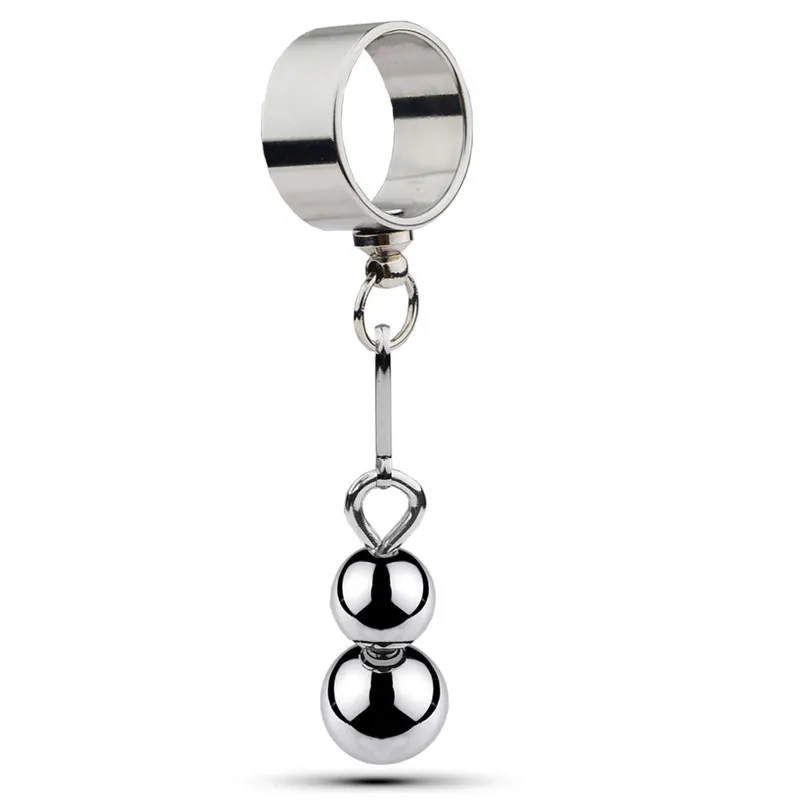 sexy products metal impotence ring stainless steel scrotum pendant ball weight-bea physical stretch exercise penis