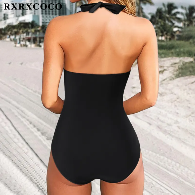 RXRXCOCO Swimsuit Woman Swimsuit Swimwear For Women Solid Push Up Womens Bathing Suit Beachwear Female Bodysuit 220401