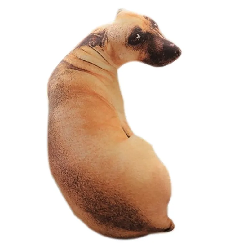 3D Cute Bend Dog Stampato Throw Pillow Realistico Animal Funny Dog Head Cosplay Cuscino giocattolo preferito bambini la casa 220425