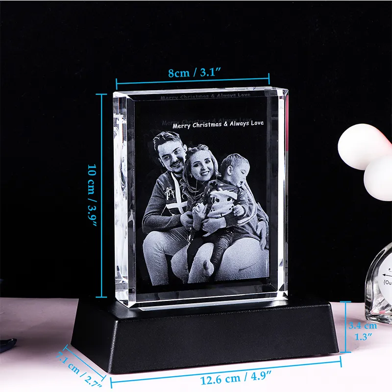 2D Personalized Laser Engrave Picture Frame K9 Crystal Custom Po Gifts Christmas Family Presents for Parents Home Decor 220711