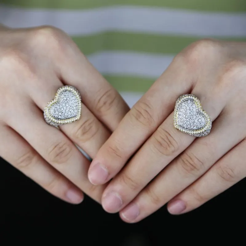 Two Tone Pelled Wedding Rig Geplaveid 5A Cubic Zirkon Stone voor vrouwen Men Finger ringen hoogwaardige Poolse sieraden