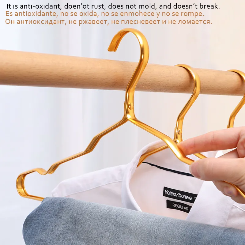 5/Hangers Clothes Anti-Slip Alloy Aluminium Kleerhangers Naadloze Metalen Droogrek Kledingkast Organizer Clothes Rack 220408