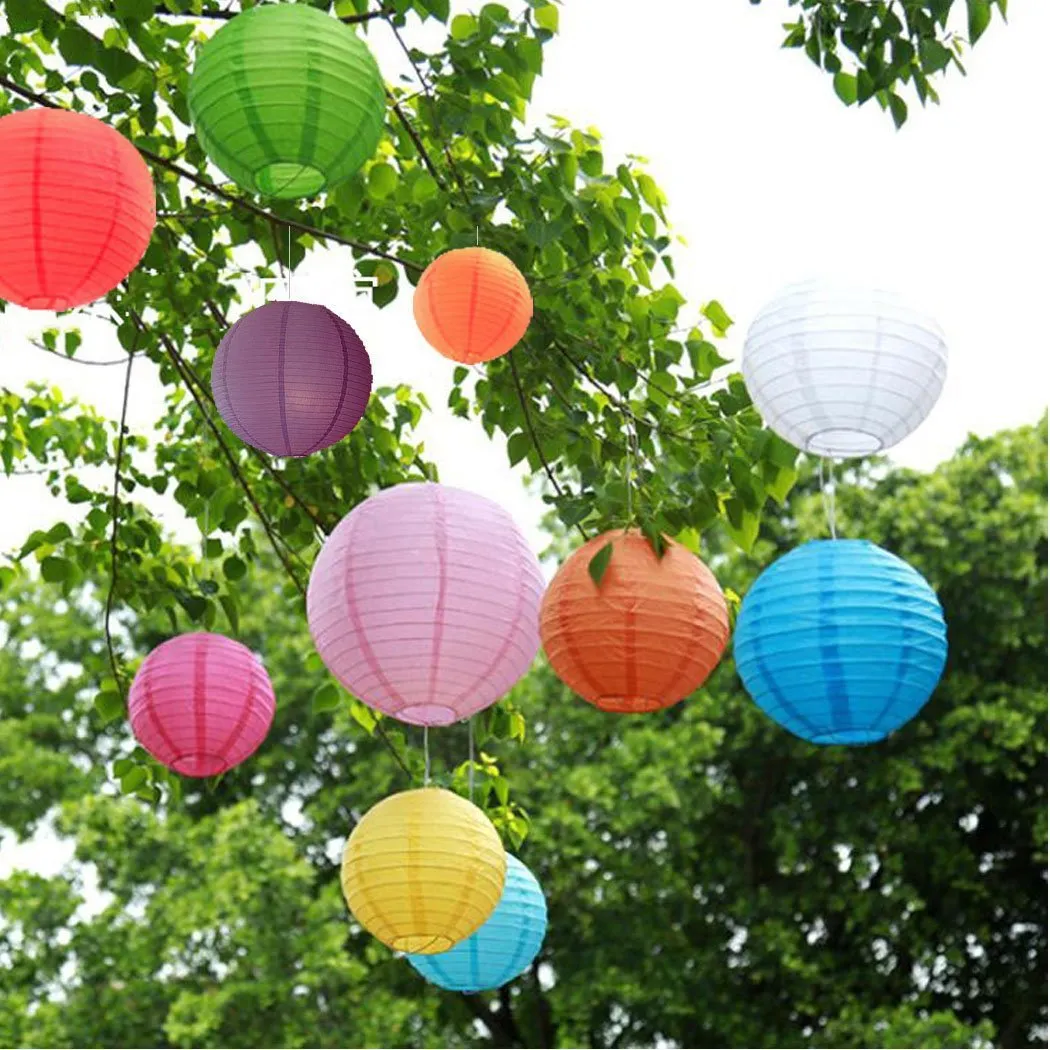 wielokolorowe chińskie wystrój okrągłe papierowe latarnie piłka na przyjęcie weselne składane wiszące latarnie