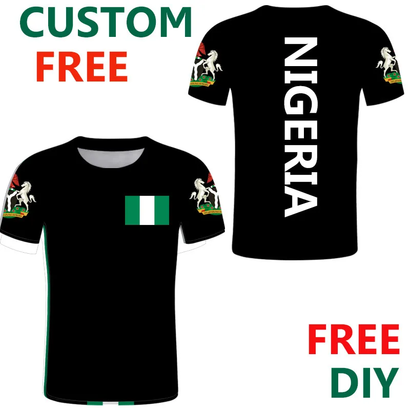 Nigeria T Shirt FAI DA TE Nome personalizzato gratuito Maglietta nera Jersey Nazione Bandiera Guinea Testo P o n Maglietta casual Abbigliamento 220614