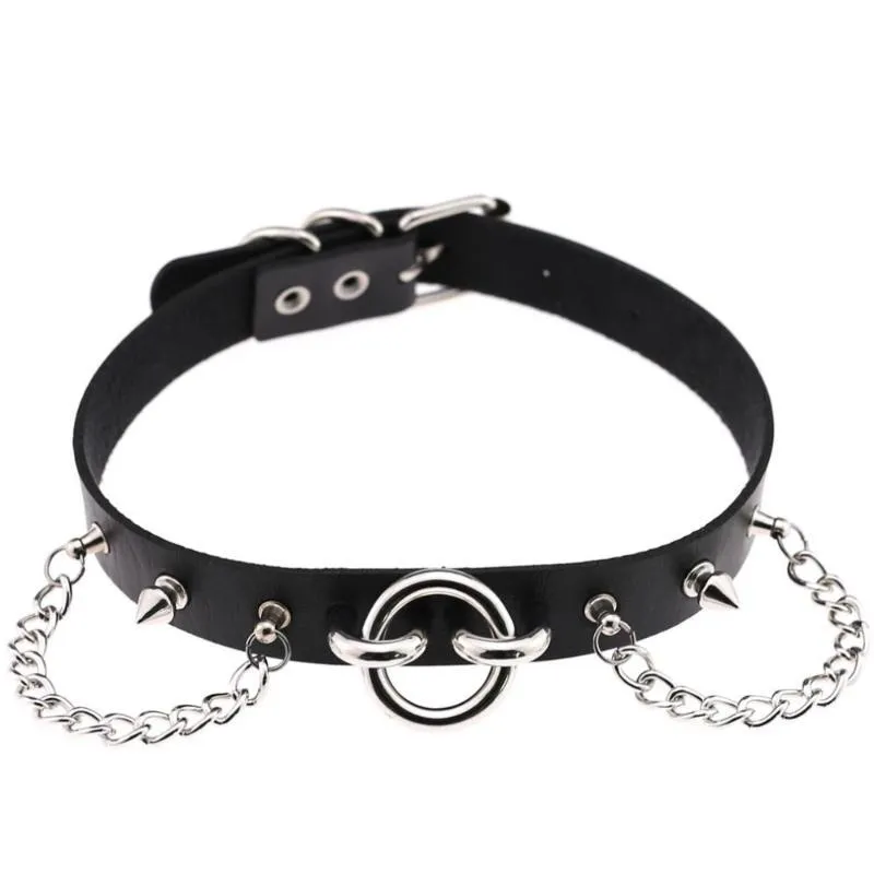 Chokers Goth Spike Choker With Stud 2022 Sexy Collar Chain Pu Leather Belt Necklace Women Gothic Jewelry WholesaleChokers