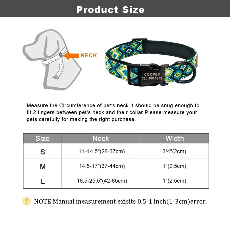 Collier de chien personnalisé en nylon personnalisé pour animaux de compagnie colliers d'étiquette de chien imprimés colliers d'identification de plaque signalétique de chiot à carreaux pour chiens de taille moyenne gravés 220610