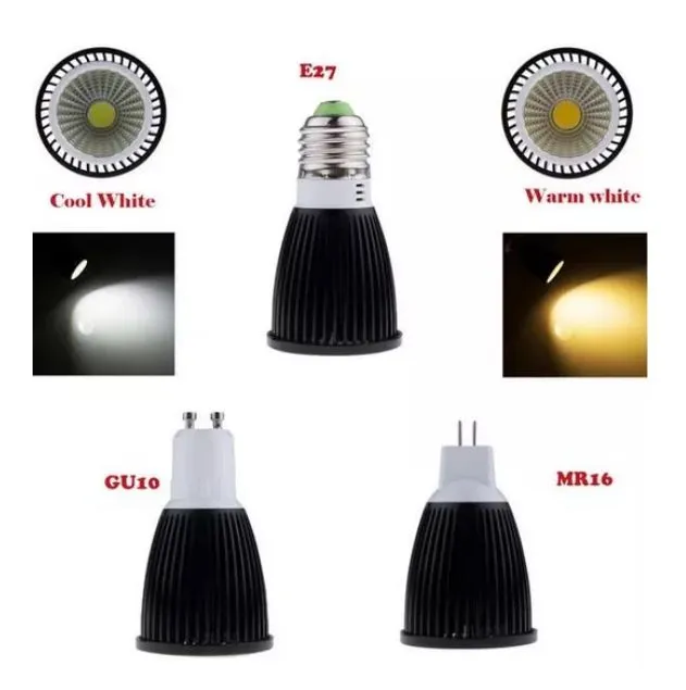 Lámpara LED superbrillante GU10 Bombilla decorativa ampolla blanca cálida 220V 9W 12W 15W cob E27 E14 GU5 3 MR16 lámpara led 2503